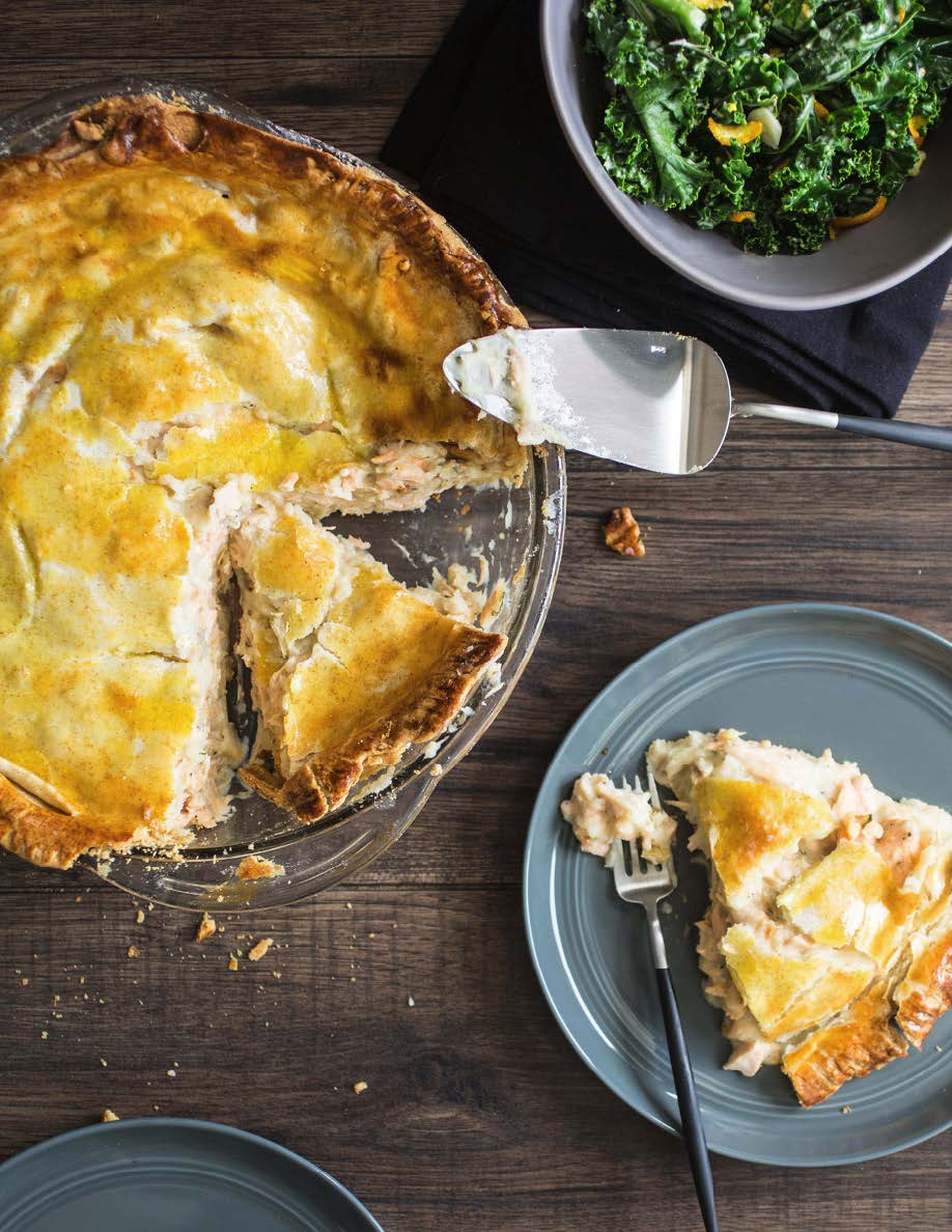 Pâté au saumon rôti et aux pommes de terre au fromage de chèvre doux