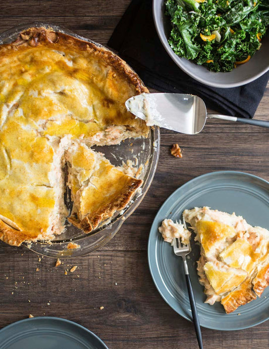 Pâté au saumon rôti et aux pommes de terre au fromage de chèvre doux