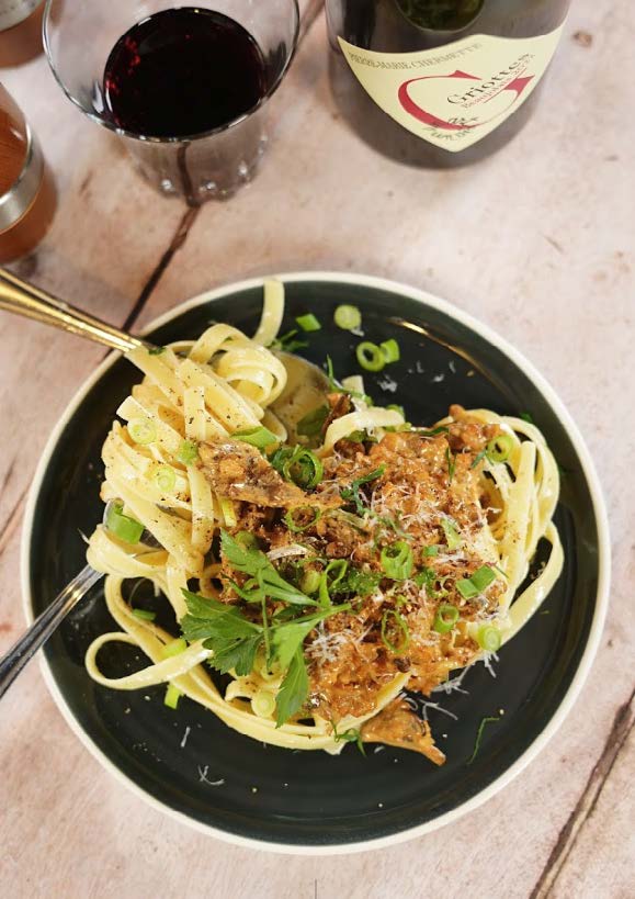 Poêlée de PVT et de champignons à la façon stroganoff