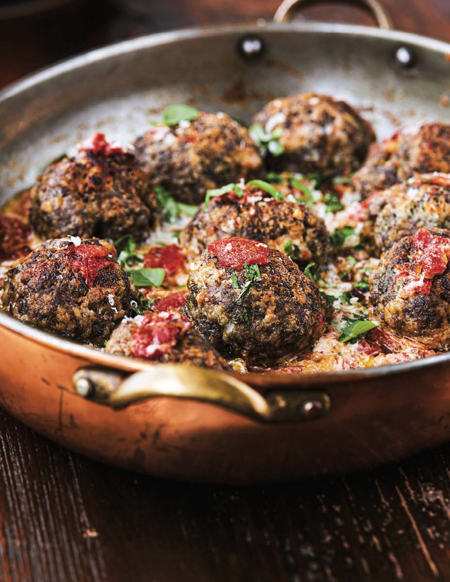 Polpettes de porc et de bœuf, sauce rosée