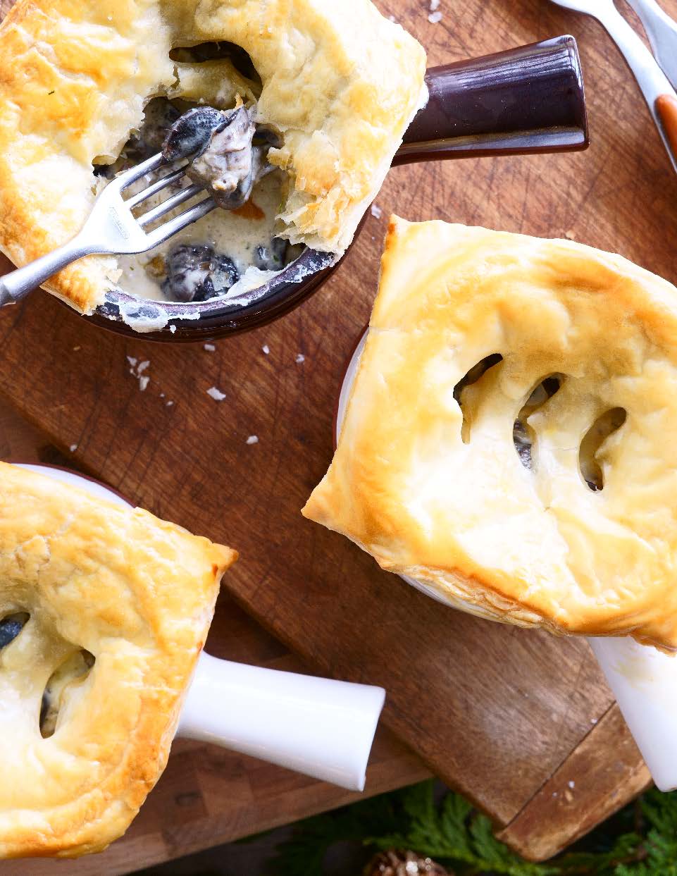 Pots feuilletés d’escargots à la crème et au cognac