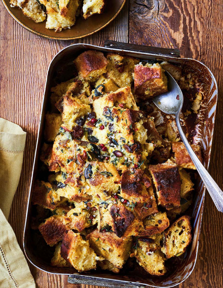 Pudding au pain sucré salé