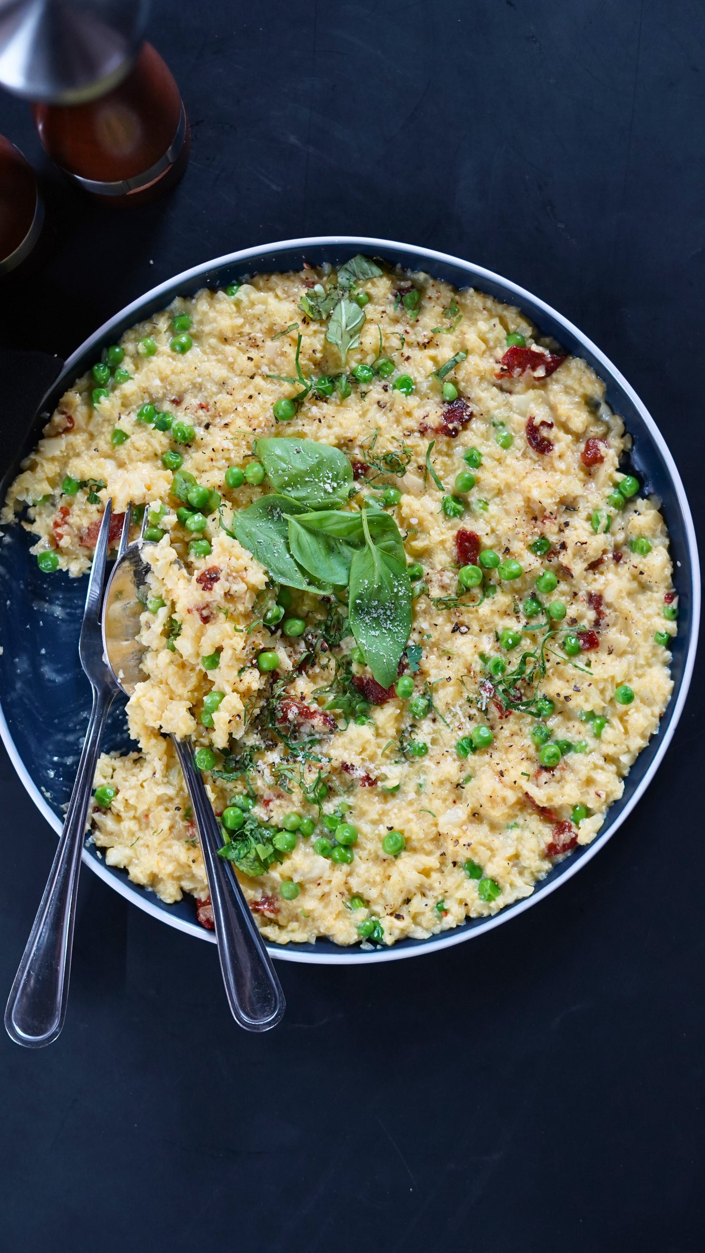 Risotto de choux fleur à la milanaise et aux lardons