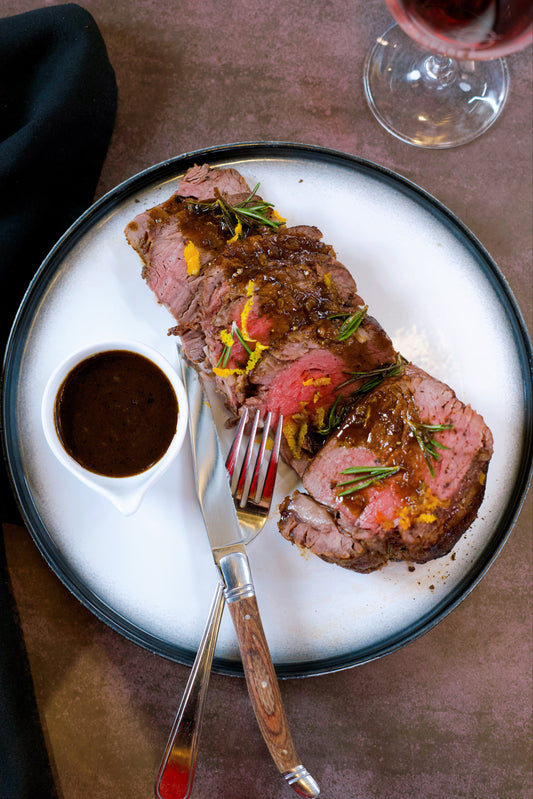 Rôti de filet de bœuf en gravlax de whisky et érable