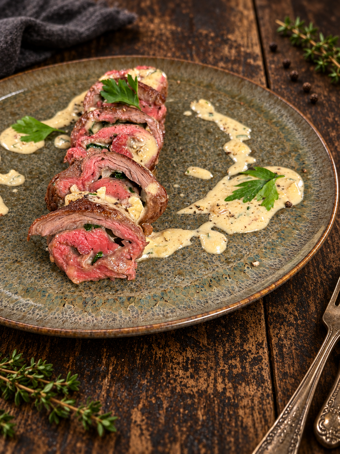 Rouleaux de bavette au cœur crémeux de fromage