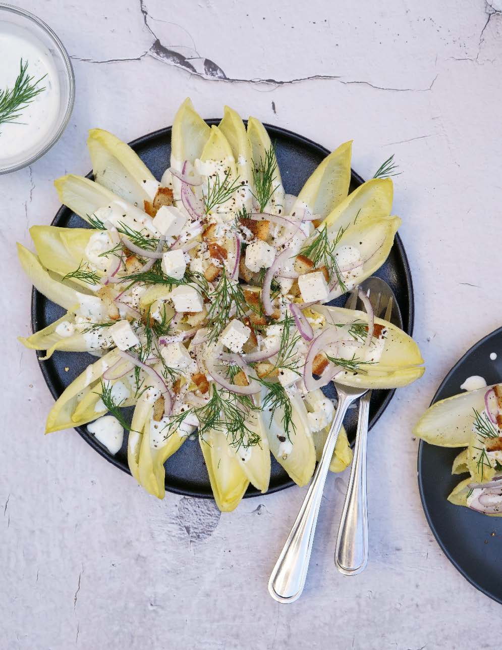 Salade d’endives, à la féta, aneth et érable