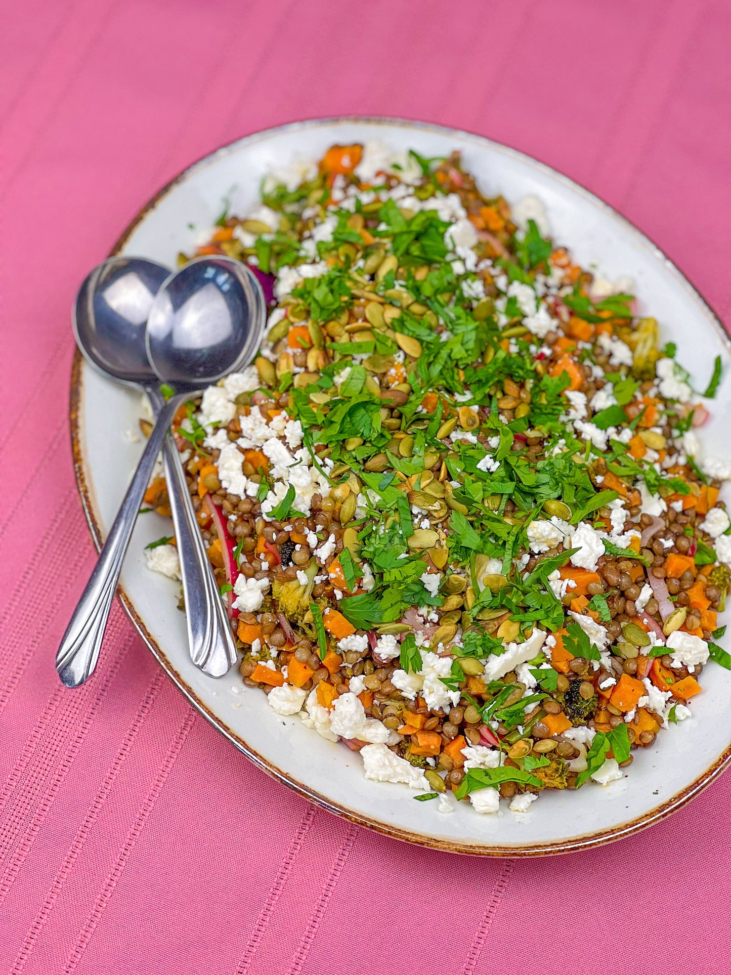 Salade de lentilles vertes du puy et de légumes grillés