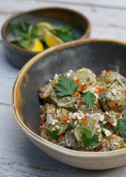 Salade de pommes de terre grelots, vinaigrette crémeuse à la feta