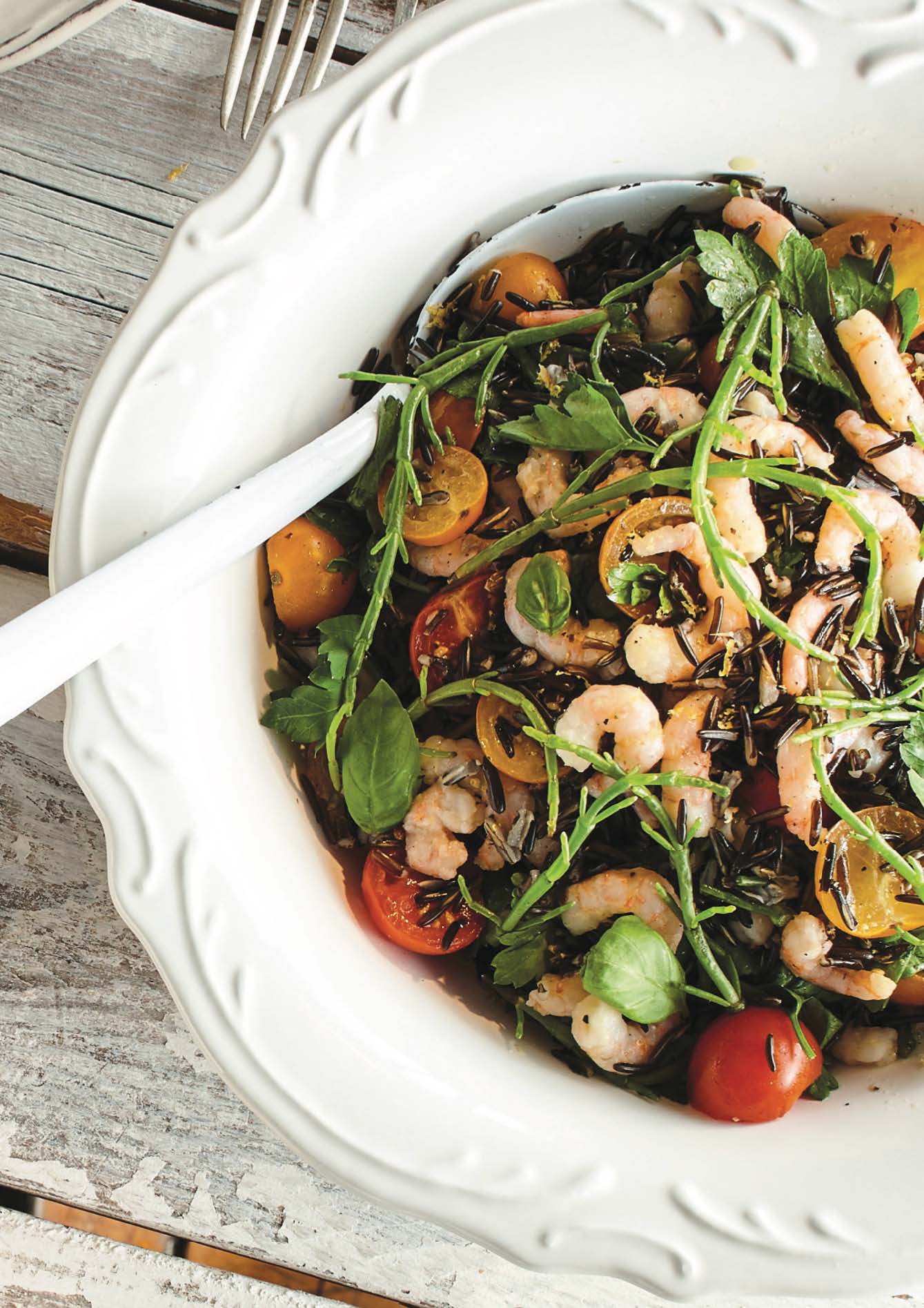 Salade de riz sauvage à la salicorne et aux crevettes nordiques