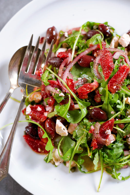 Salade de suprêmes d’orange, de roquettes et de féta