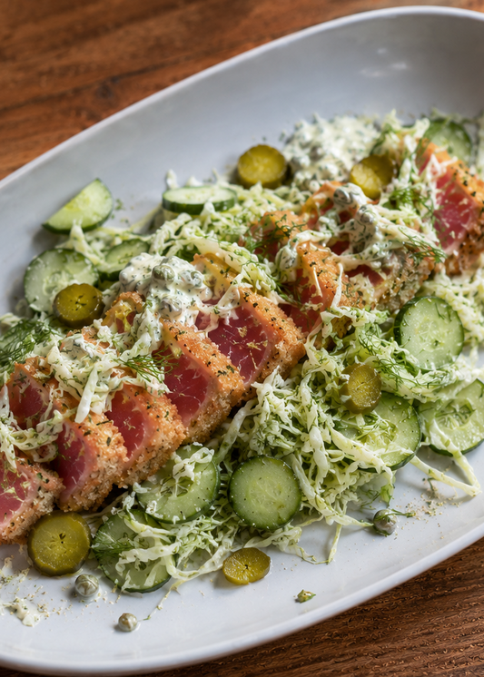 Saumon katsu aux cornichons à l’aneth