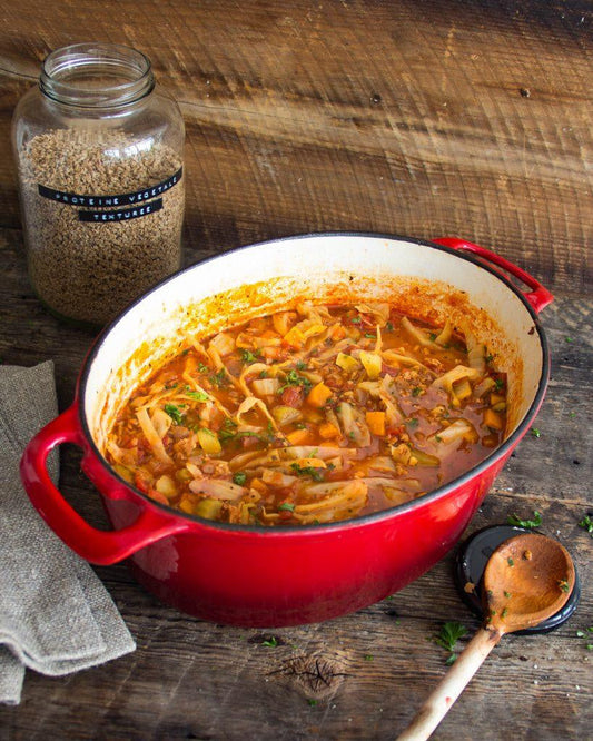 Soupe-repas aux légumes et PVT