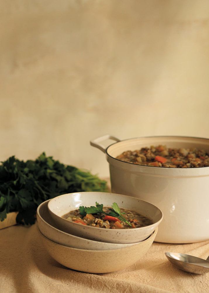 Soupe à l’ancienne aux lentilles, à l’avoine et au thym