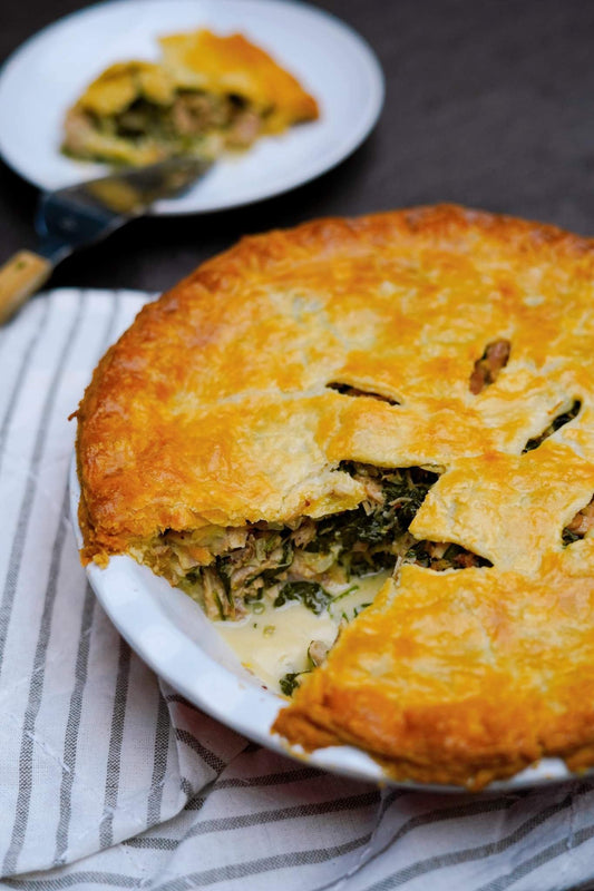 Tarte à la dinde, au brie et aux épinards