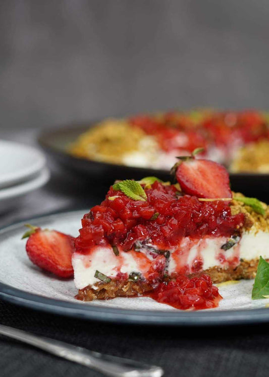 Tarte aux fraises, pistaches et mascarpone