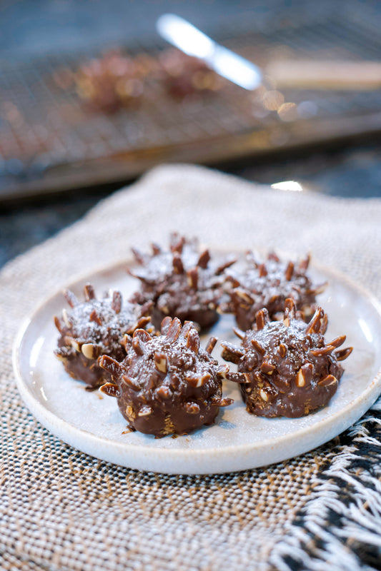 Truffes hérissées au chocolat, à l’avoine et à la noix de coco