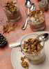 Verrine de mousse de marron et crème fouettée au rhum, éclats de noisettes caramélisées