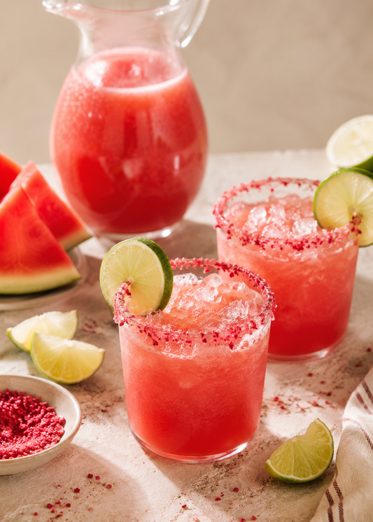 Aqua fresca au melon d’eau, lime et sel de framboise