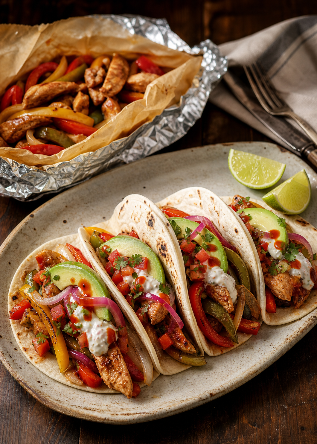 Fajitas de hauts de cuisse en papillote