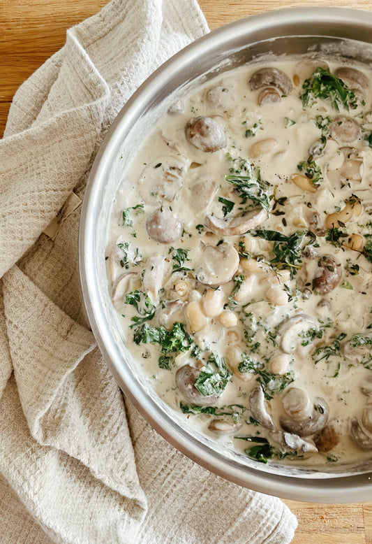 Casserole crémeuse de champignons & haricots blancs