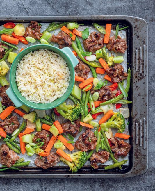 Plaque de bœuf et de légumes à l’asiatique