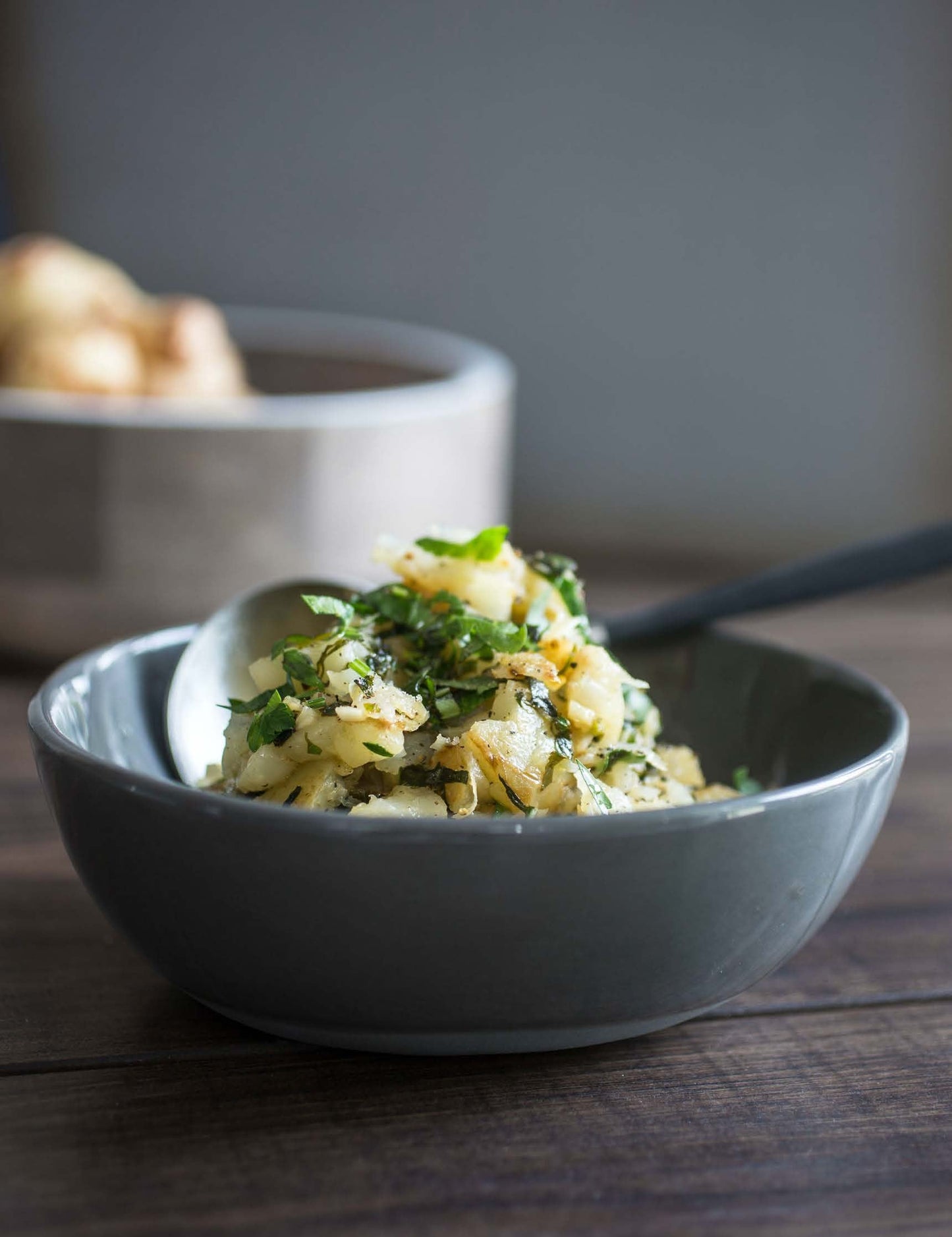 Écrasé de topinambours à l’ail, au parmesan et au citron